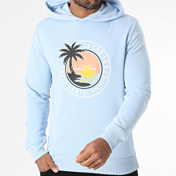 Jack And Jones - Sweat Capuche Palm Bleu Clair