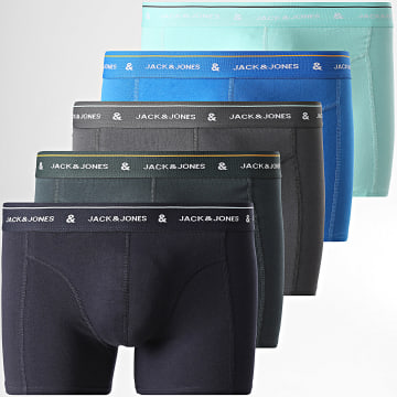 Jack And Jones - Lot De 5 Boxers Cron Solid Gris Anthracite Bleu Marine Bleu Roi Turquoise Vert