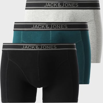 Jack And Jones - Lot De 3 Boxers Kyle Solid Noir Gris Chiné Vert