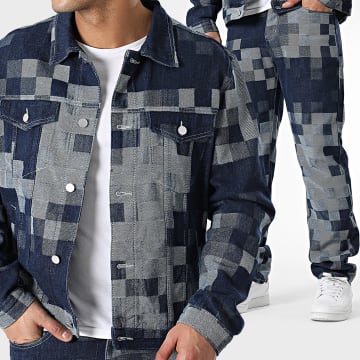 John H - Set giacca e jeans blu e grigio