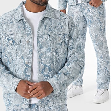 John H - Set Jeansjacke Und Denim Blue Blue Wash
