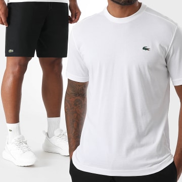 Lacoste - Ensemble Tee Shirt Et Short Jogging Logo Crocodile Blanc Noir