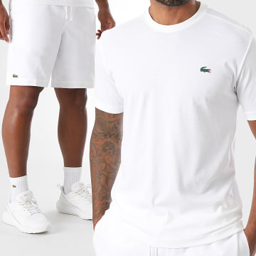 Lacoste - Ensemble Tee Shirt Et Short Jogging Logo Crocodile Blanc