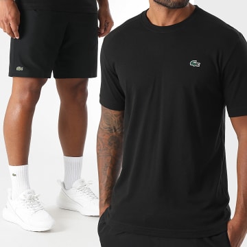 Lacoste - Conjunto de camiseta y pantalón corto con logotipo de cocodrilo negro