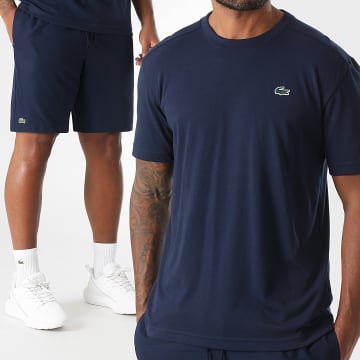 Lacoste - Ensemble Tee Shirt Et Short Jogging Logo Crocodile Bleu Marine