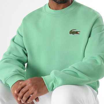 Lacoste - Sweat Crewneck Loose Fit Logo Brodé Crocodile Vert