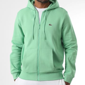 Lacoste - Sweat Zippé Capuche Logo Brodé Crocodile Classic Fit Vert