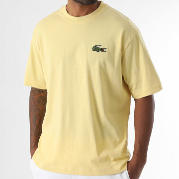 Lacoste - Tee Shirt Oversize Loose Fit Big Logo Crocodile Brodé Jaune