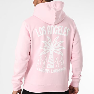Luxury Lovers - Sweat Capuche Palm LA Blanc Rose