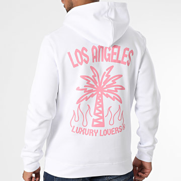 Luxury Lovers - Felpa con cappuccio Palm LA Rosa Bianco
