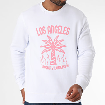 Luxury Lovers - Sweat Crewneck Palm LA Rose Blanc