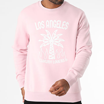 Luxury Lovers - Sweat Crewneck Palm LA Blanc Rose