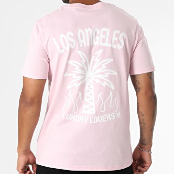 Luxury Lovers - Oversize Palm LA Tee Shirt Blanco Rosa