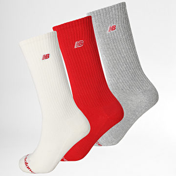 New Balance - Lote de 3 pares de calcetines LAS51263 Beige Rojo Brezo Gris