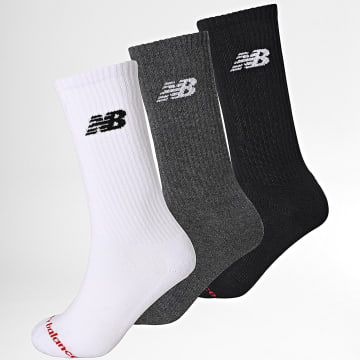 New Balance - Lote de 3 Pares de Calcetines LAS51293 Blanco Gris Carbón Negro