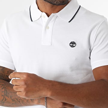 Timberland - Polo Manches Courtes Slim Printed Neck A6BV8 Blanc