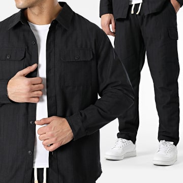 Uniplay - Conjunto de pantalón y camiseta negra Slim Fit Cargo