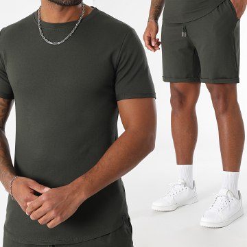 Uniplay - Ensemble Tee Shirt Et Short Jogging Vert Kaki