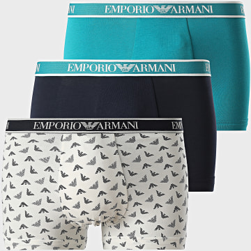 Emporio Armani - Juego De 3 Calzoncillos EM000370-AF10779 Blanco Pato Azul Marino