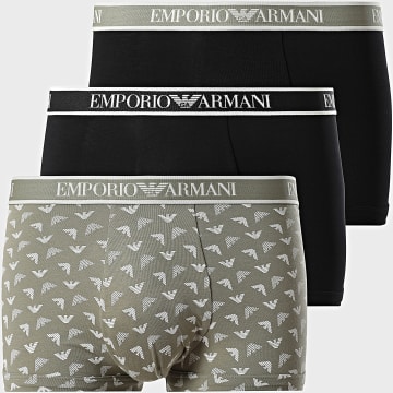 Emporio Armani - Juego De 3 Boxers EM000370-AF10779 Caqui Verde Negro