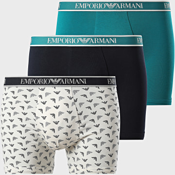 Emporio Armani - Juego De 3 Calzoncillos EM000371-AF10779 Blanco Pato Azul Marino