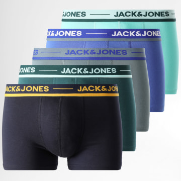 Jack And Jones - Lot De 5 Boxers Austin Solid Gris Turquoise Bleu Roi Vert Bouteille Noir