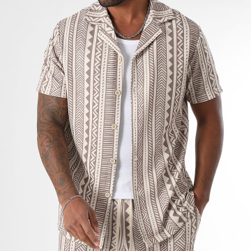 LBO - Camisa de manga corta con estampado étnico 1805 Beige