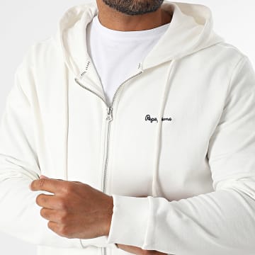 Pepe Jeans - Essential PM582840 Sudadera blanca con capucha y cremallera
