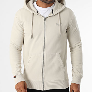 Superdry - Essential Logo Zip Sweat Top met capuchon M2014128A Beige