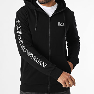 EA7 Emporio Armani - Sweat Zippé Capuche 7M000568-AF13512 Noir Blanc