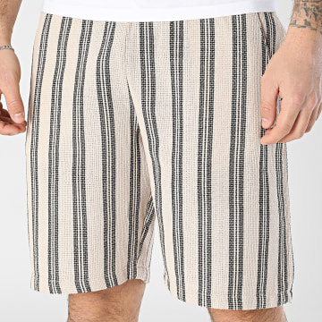 Blend - Short Ajouré A Rayures 20717971 Beige Noir