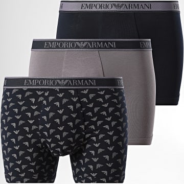Emporio Armani - Juego de 3 calzoncillos EM000371-AF10779 Azul marino Topo