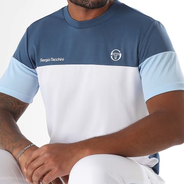 Sergio Tacchini - Tee Shirt Prave 40845 Blanc Bleu Marine Bleu Clair