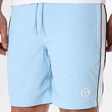 Sergio Tacchini - Short Jogging A Bandes Deriva 41017 Bleu Clair Blanc