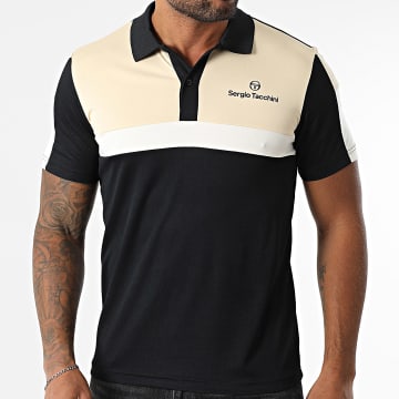 Sergio Tacchini - Polo Manches Courtes Alata 41050 Beige Noir Blanc
