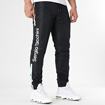 Sergio Tacchini - Denso 41124 Pantalón de chándal con banda verde claro negro