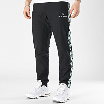 Sergio Tacchini - Pantalón de chándal a rayas de tartán 40253 Negro Verde