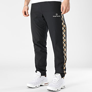 Sergio Tacchini - 40253 Negro Camel Tartán Rayas Pantalones Jogging