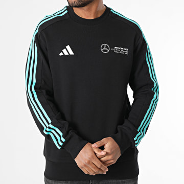 Adidas Sportswear - Sweat Crewneck A Bandes Mercedes AMG JV5427 Noir Blanc Bleu Turquoise