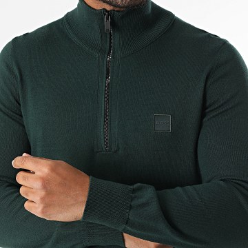 BOSS - Kanobix Maglione con collo a zip 50527585 Verde scuro