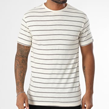 Classic Series - Tee Shirt A Rayures 168 Beige Bordeaux
