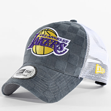 New Era - Gorra Trucker Tonal Check LA Lakers 60595261 Gris Antracita Blanco