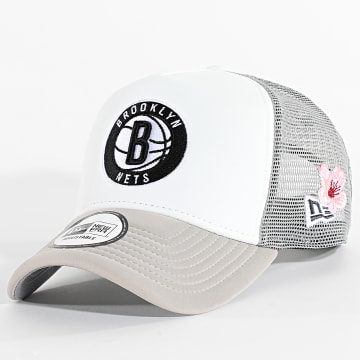 New Era - Casquette Trucker NBA Flower Brooklyn Nets 60595279 Blanc Gris