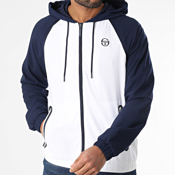 Sergio Tacchini - Veste Zippée Capuche Rispecchio 41023 Blanc Bleu Marine