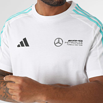 Adidas Sportswear - Tee Shirt A Bandes Mercedes AMG JV5457 Blanc Noir Bleu Turquoise