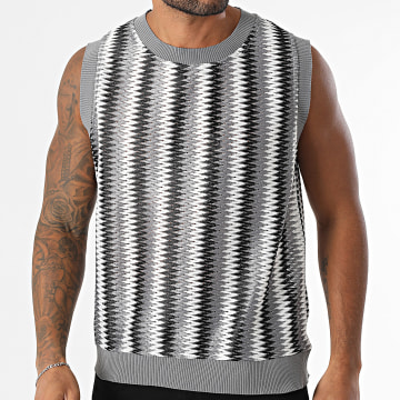 Frilivin - Mesh Tank Top Blanco Carbón Gris Negro