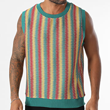 Frilivin - Camiseta de punto Verde Amarillo Rojo