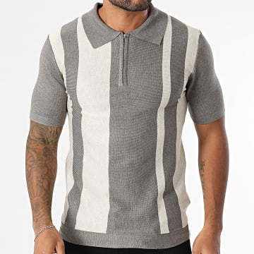 Frilivin - Polo Manches Courtes Beige Gris Chiné