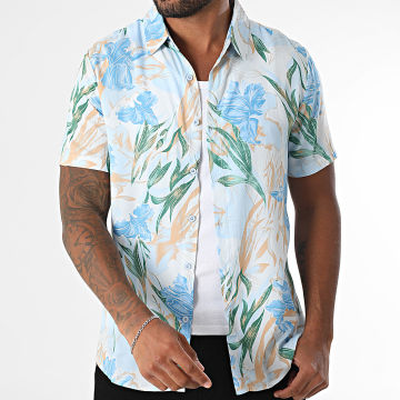 Frilivin - Chemise Manches Courtes Bleu Clair Beige Vert