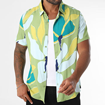 Frilivin - Chemise Manches Courtes Vert Bleu Clair Bleu Canard
